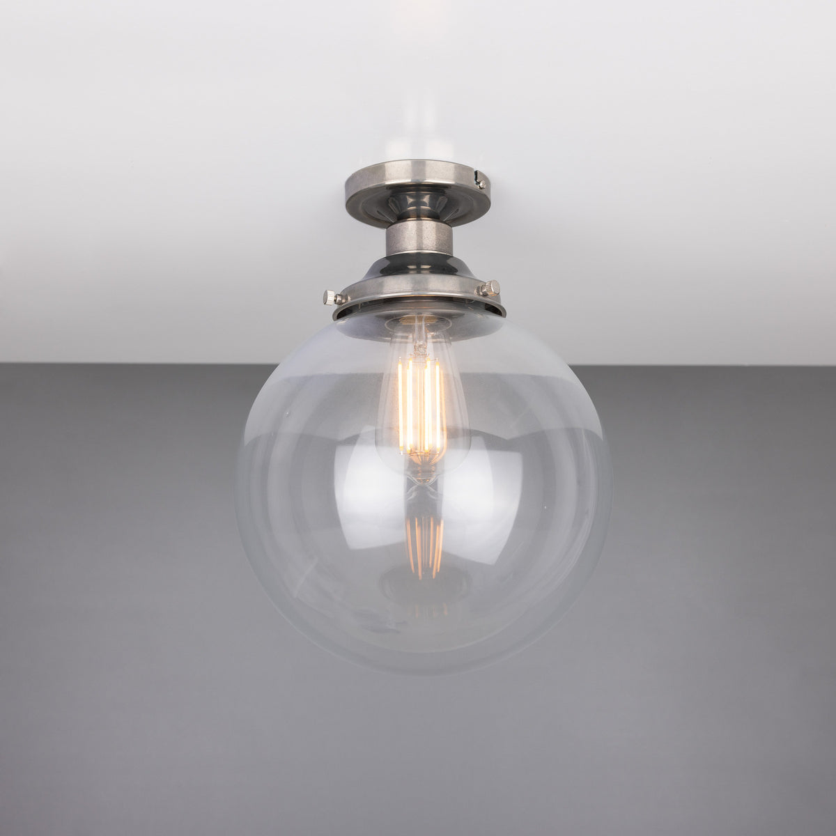 Riad Glass Globe Flush Ceiling Light - 25cm