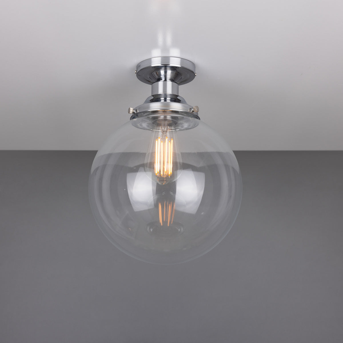 Riad Glass Globe Flush Ceiling Light - 25cm