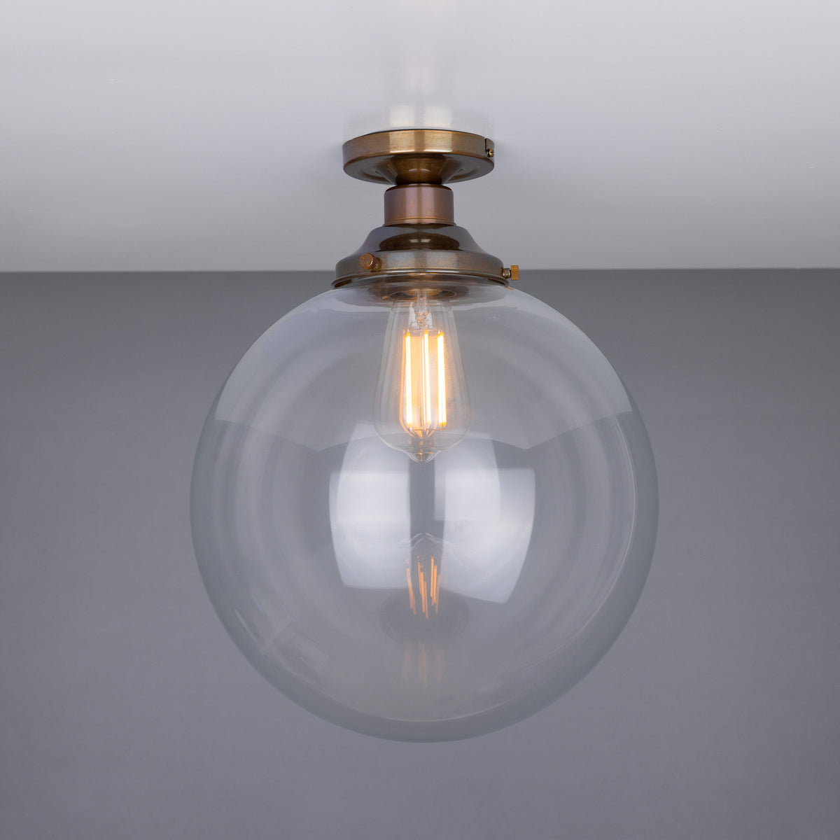 Riad Glass Globe Flush Ceiling Light - 30cm
