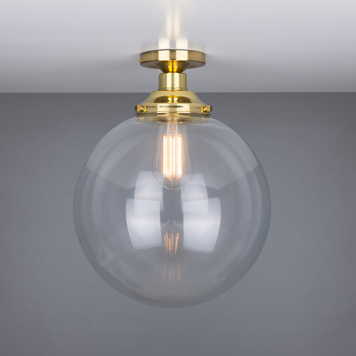 Riad Glass Globe Flush Ceiling Light - 30cm