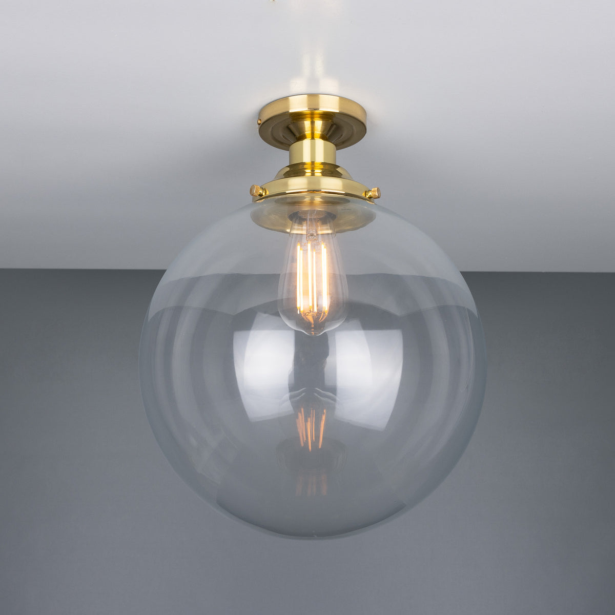 Riad Glass Globe Flush Ceiling Light - 30cm