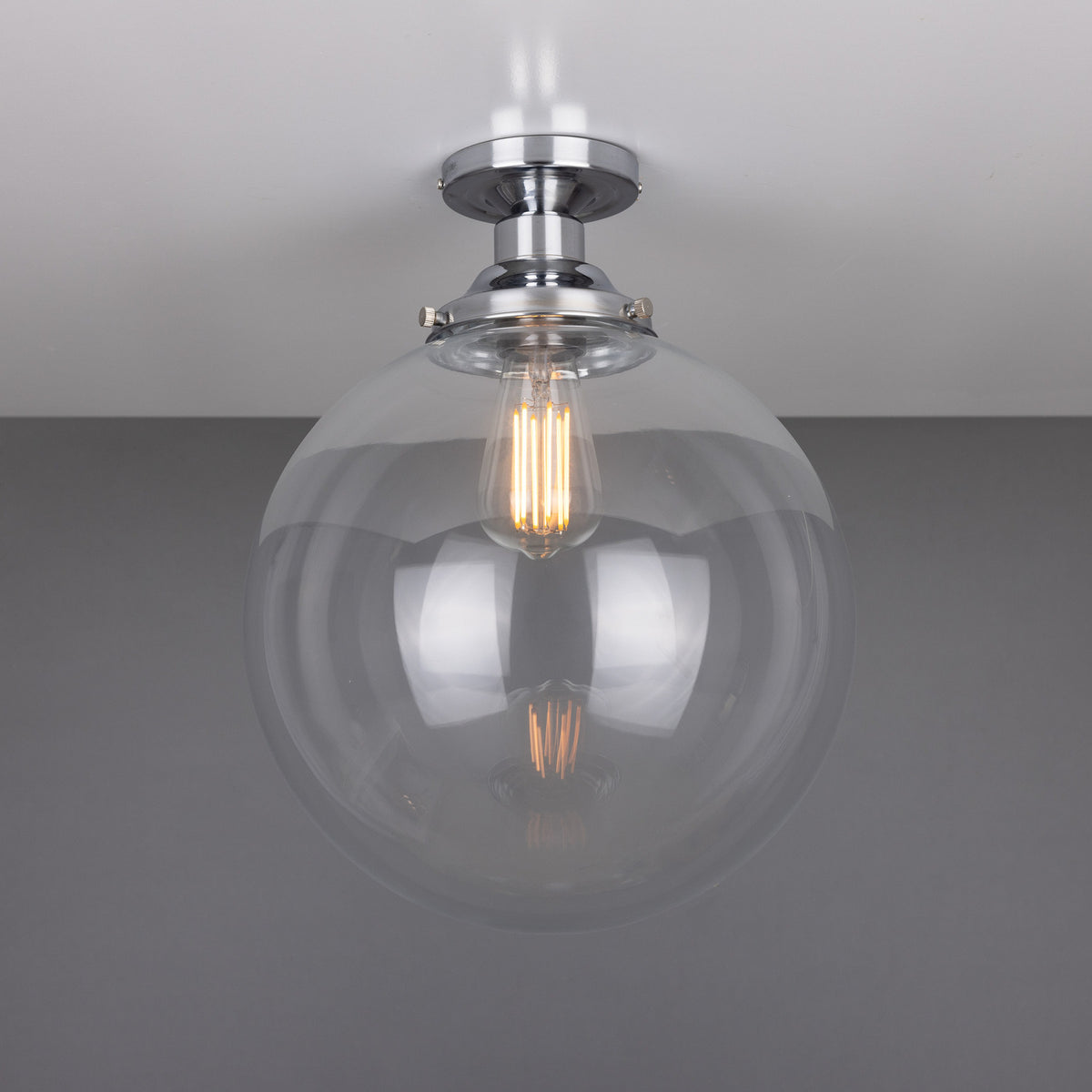 Riad Glass Globe Flush Ceiling Light - 30cm