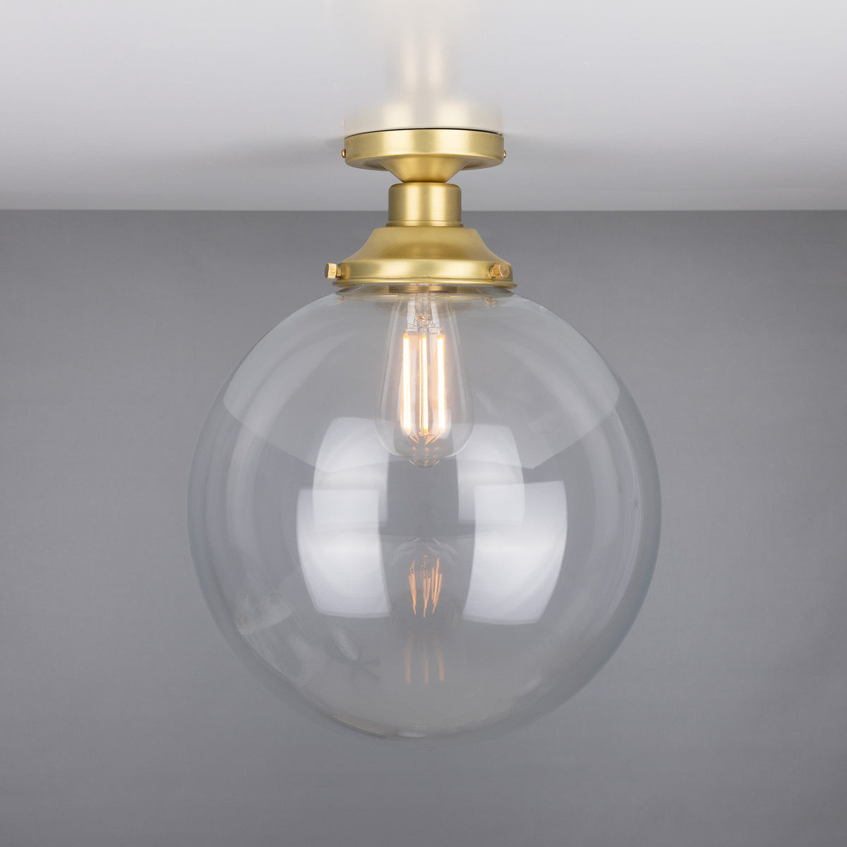 Riad Glass Globe Flush Ceiling Light - 30cm