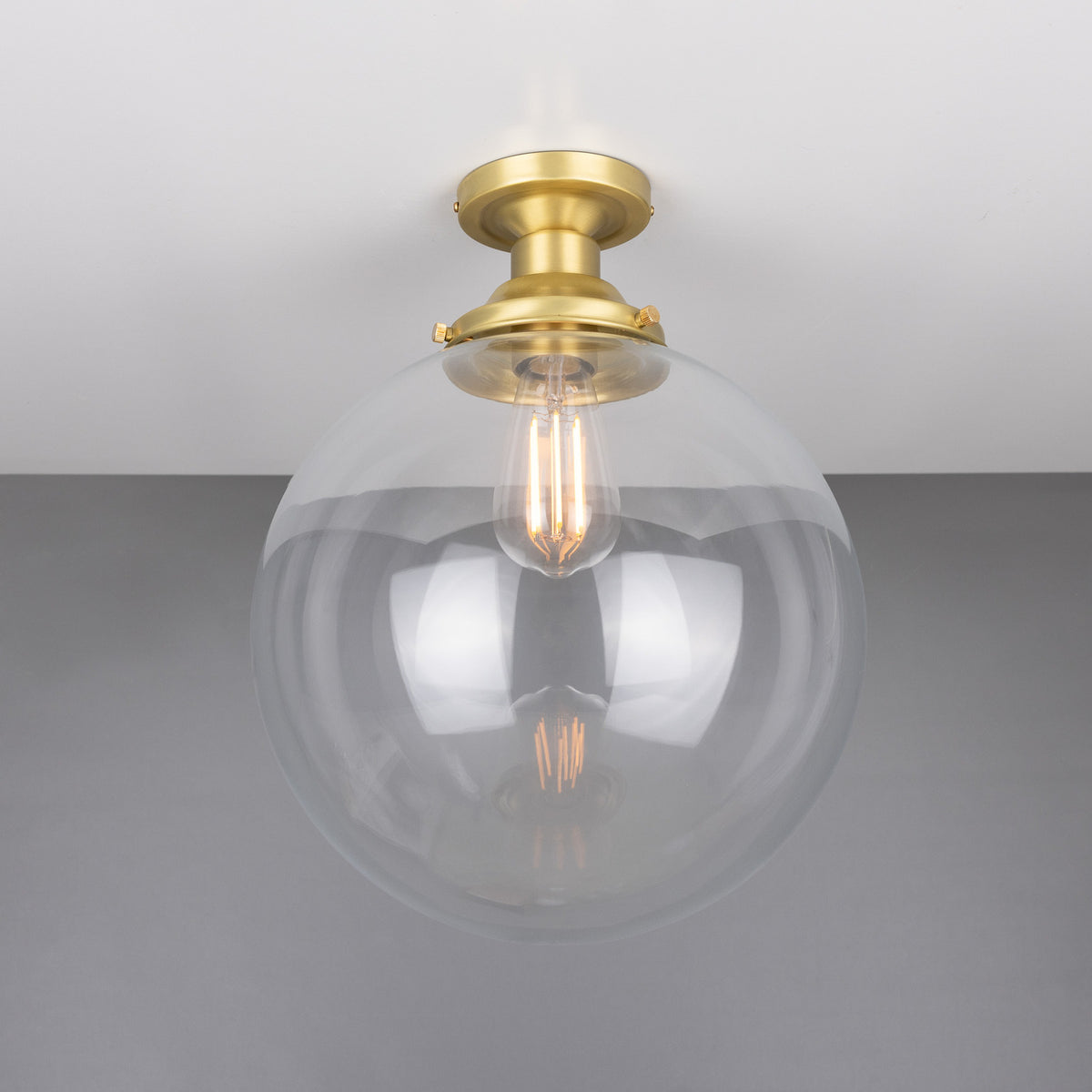 Riad Glass Globe Flush Ceiling Light - 30cm