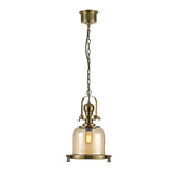 Riley 31cm Small Bell 1 Light Pendant Light - Antique Brass & Cognac