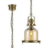 Riley 31cm Small Bell 1 Light Pendant Light - Antique Brass & Cognac