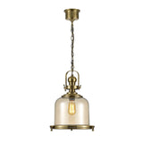 Riley 38cm Medium Bell 1 Light Pendant Light - Antique Brass & Cognac