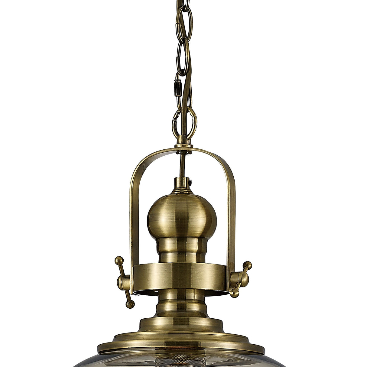 Riley 38cm Medium Bell 1 Light Pendant Light - Antique Brass & Cognac