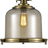 Riley 38cm Medium Bell 1 Light Pendant Light - Antique Brass & Cognac