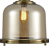 Riley 43cm Large Bell 1 Light Pendant Light - Antique Brass & Cognac