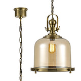 Riley 43cm Large Bell 1 Light Pendant Light - Antique Brass & Cognac