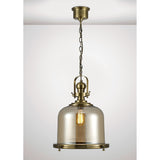 Riley 43cm Large Bell 1 Light Pendant Light - Antique Brass & Cognac