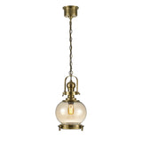 Riley 24cm Small Ball 1 Light Pendant Light - Antique Brass & Cognac
