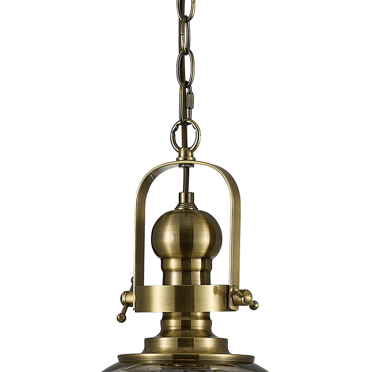 Riley 24cm Small Ball 1 Light Pendant Light - Antique Brass & Cognac