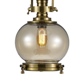 Riley 24cm Small Ball 1 Light Pendant Light - Antique Brass & Cognac