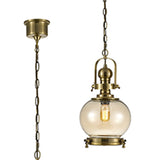 Riley 24cm Small Ball 1 Light Pendant Light - Antique Brass & Cognac