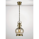 Riley 24cm Small Ball 1 Light Pendant Light - Antique Brass & Cognac