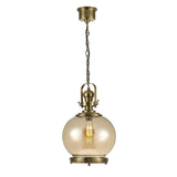 Riley 33cm Medium Ball 1 Light Pendant Light - Antique Brass & Cognac