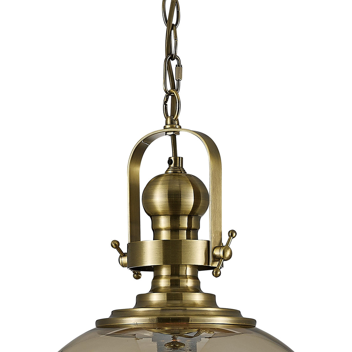 Riley 33cm Medium Ball 1 Light Pendant Light - Antique Brass & Cognac