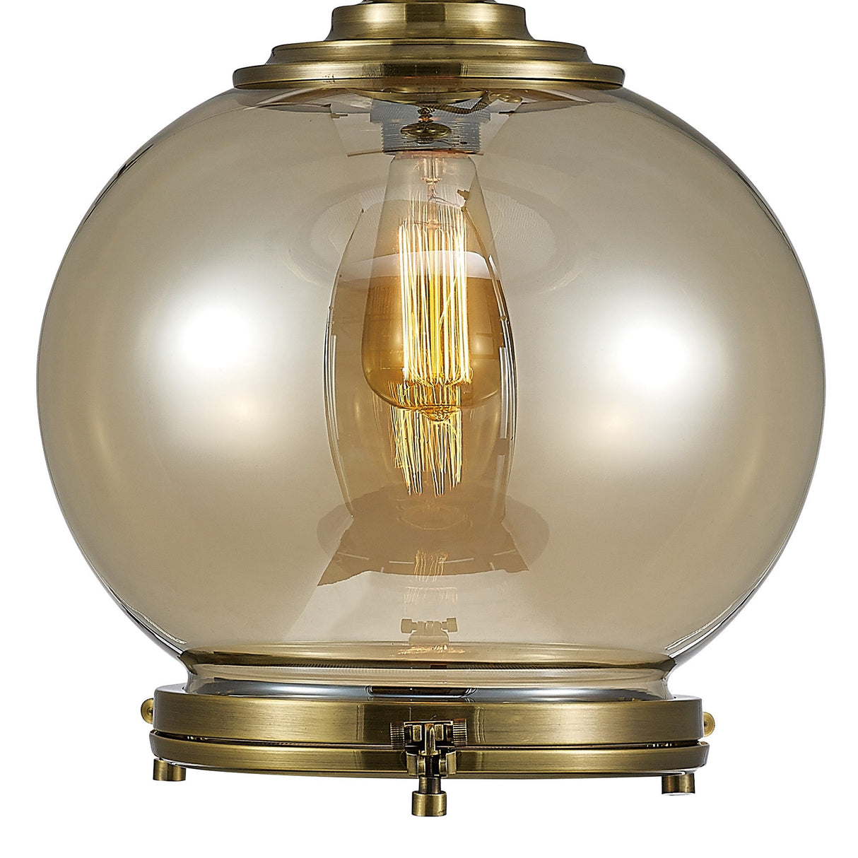 Riley 33cm Medium Ball 1 Light Pendant Light - Antique Brass & Cognac