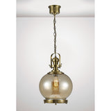 Riley 33cm Medium Ball 1 Light Pendant Light - Antique Brass & Cognac