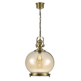 Riley 40cm Large Ball 1 Light Pendant Light - Antique Brass & Cognac