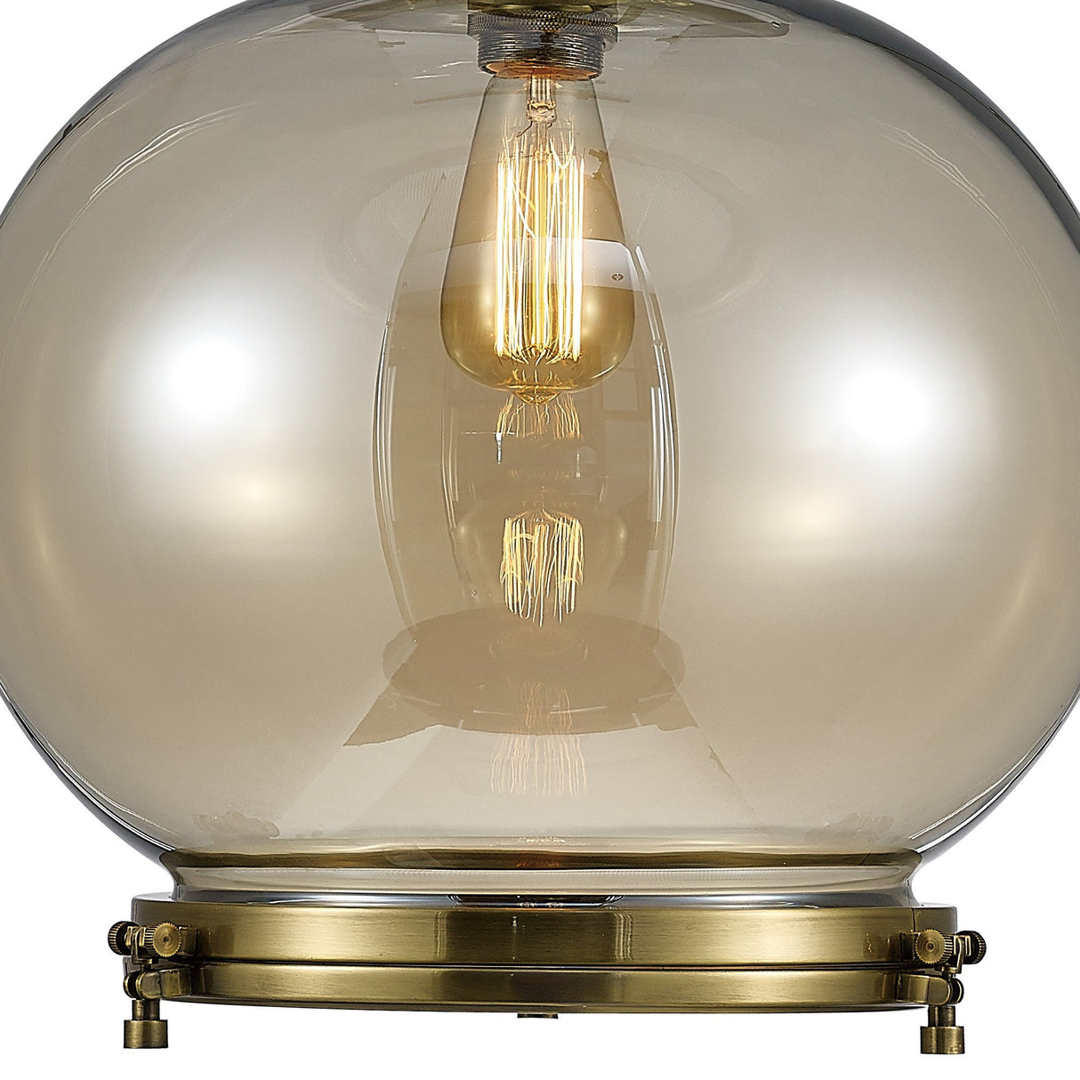 Riley 40cm Large Ball 1 Light Pendant Light - Antique Brass & Cognac