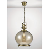 Riley 40cm Large Ball 1 Light Pendant Light - Antique Brass & Cognac