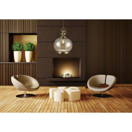 Riley 40cm Large Ball 1 Light Pendant Light - Antique Brass & Cognac