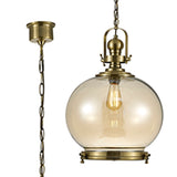 Riley 40cm Large Ball 1 Light Pendant Light - Antique Brass & Cognac