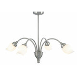 Rimini 51cm 4 Light Opal Glass Chandelier - Satin Chrome