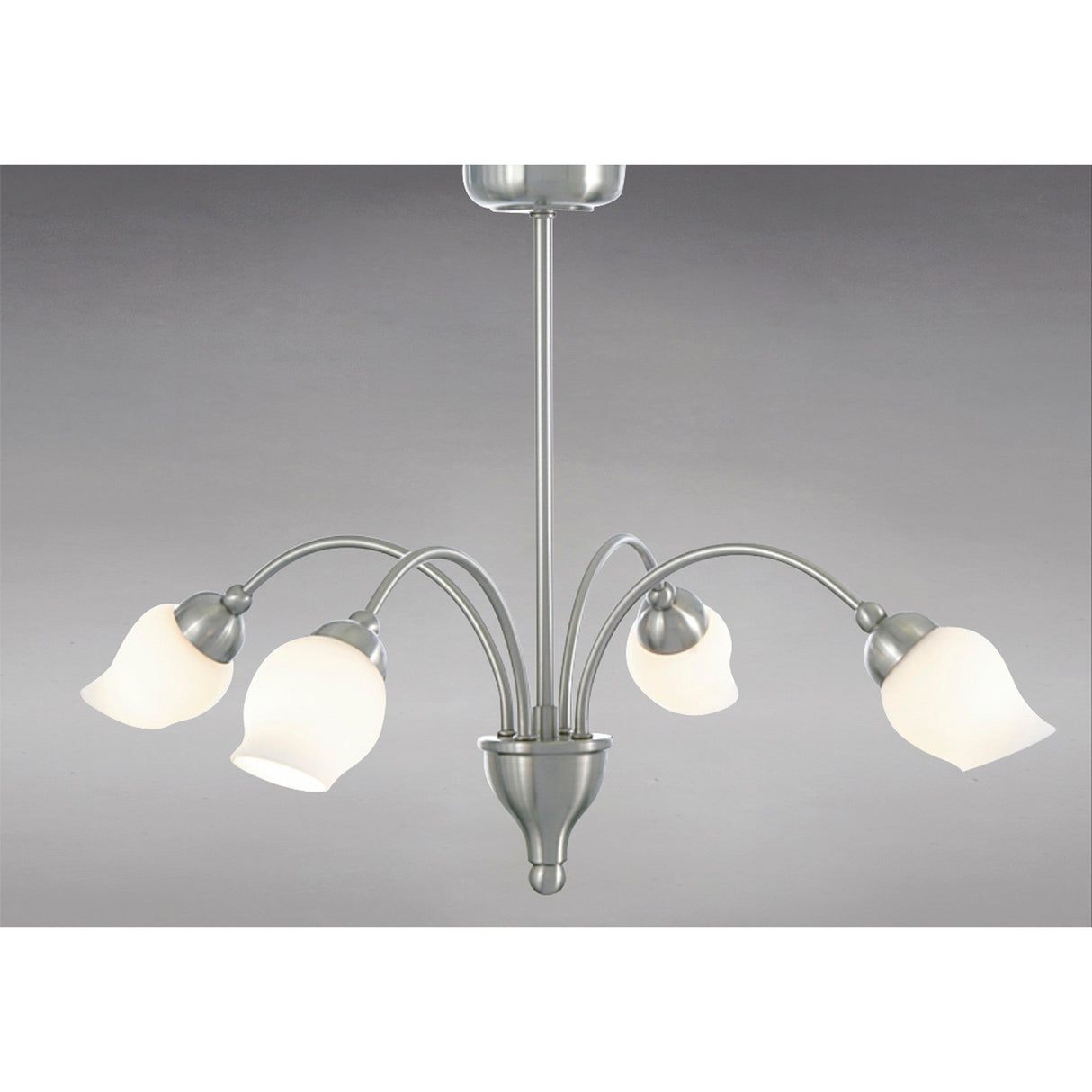 Rimini 51cm 4 Light Opal Glass Chandelier - Satin Chrome