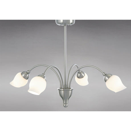 Rimini 51cm 4 Light Opal Glass Chandelier - Satin Chrome
