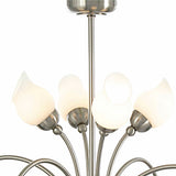 Rimini 61cm 8 Light Opal Glass Chandelier - Satin Chrome