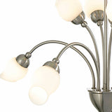 Rimini 61cm 8 Light Opal Glass Chandelier - Satin Chrome