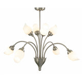 Rimini 61cm 8 Light Opal Glass Chandelier - Satin Chrome