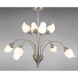 Rimini 61cm 8 Light Opal Glass Chandelier - Satin Chrome
