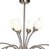 Rimini 69cm 12 Light Opal Glass Chandelier - Satin Chrome