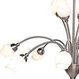 Rimini 69cm 12 Light Opal Glass Chandelier - Satin Chrome