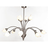Rimini 69cm 12 Light Opal Glass Chandelier - Satin Chrome
