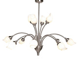Rimini 69cm 12 Light Opal Glass Chandelier - Satin Chrome