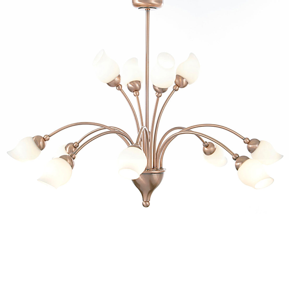 Rimini 69cm 12 Light Opal Glass Chandelier - Antique Copper