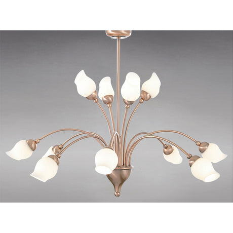 Rimini 69cm 12 Light Opal Glass Chandelier - Antique Copper