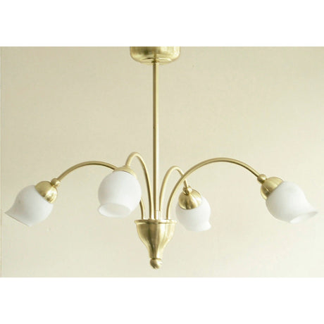 Rimini 51cm 4 Light Opal Glass Chandelier - Satin Brass