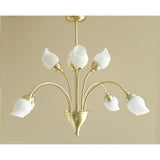Rimini 61cm 8 Light Opal Glass Chandelier - Satin Brass