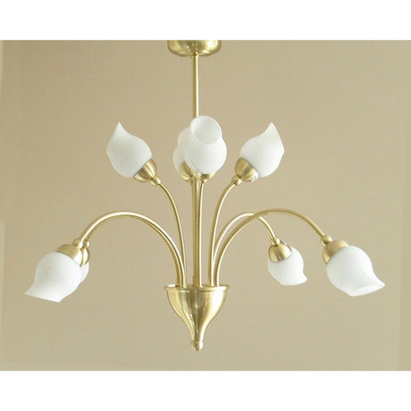 Rimini 61cm 8 Light Opal Glass Chandelier - Satin Brass