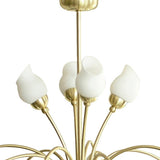 Rimini 69cm 12 Light Opal Glass Chandelier - Satin Brass