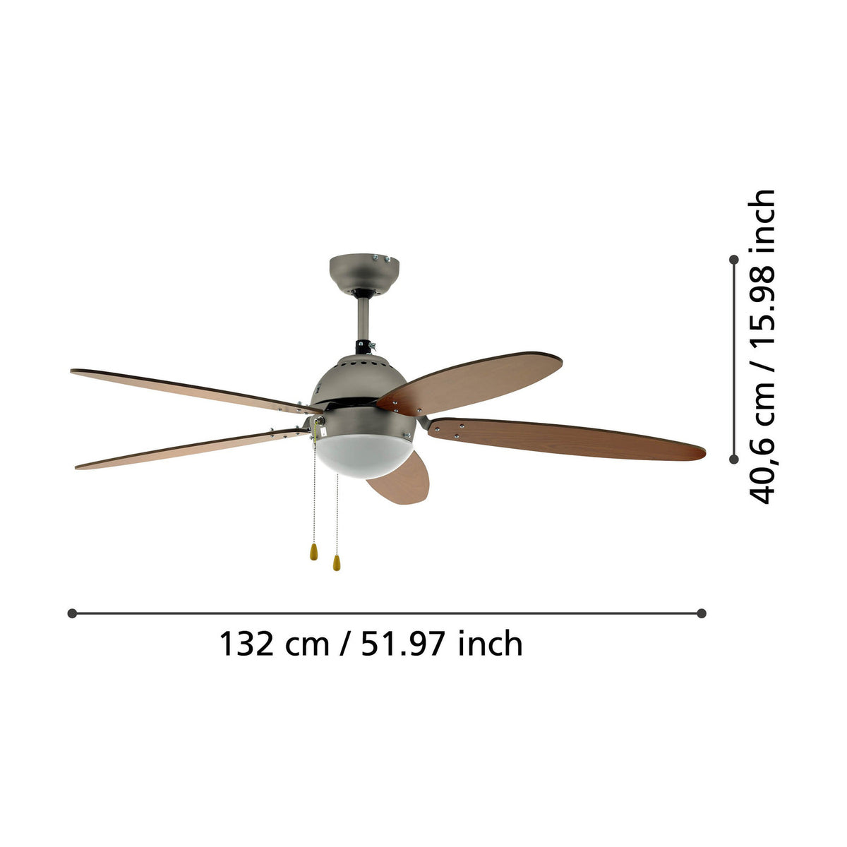 Rinvessa Ceiling Fan with Light - Satin Nickel