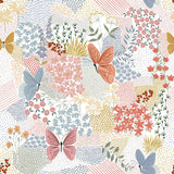 Forage Printed Floral Duvet Cover Set in teal, featuring coral, blue and amber butterflies amid a patchwork of flowers, seed heads and grasses on a deep green-teal ground.