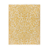 Acorn Tonal Jacquard Cotton Blend Throw in gold and cream, woven with an oak leaf and acorn pattern, finished with fringed edges on a plain white background.